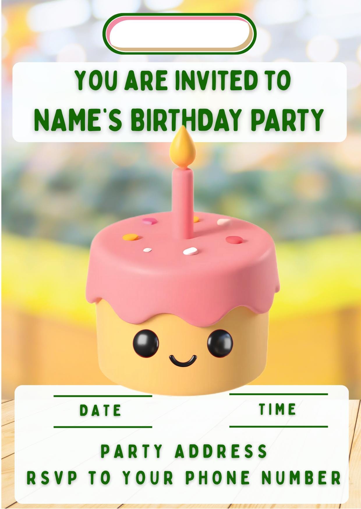 Cute Food Theme Birthday Cake Toppers Edible matching Invitations Stickers Balloon Party Pack