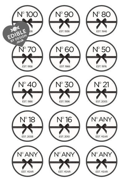 Designer Birthday Year Cake Toppers Edible Images on Icing or Wafer: Stickers Invitations Balloon