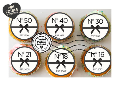 Designer Birthday Year Cake Toppers Edible Images on Icing or Wafer: Stickers Invitations Balloon