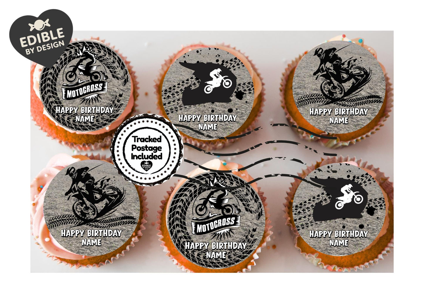 Dirt Bike Motocross Personalised Birthday Cake Toppers matching Invitations Stickers Balloon Party Pack