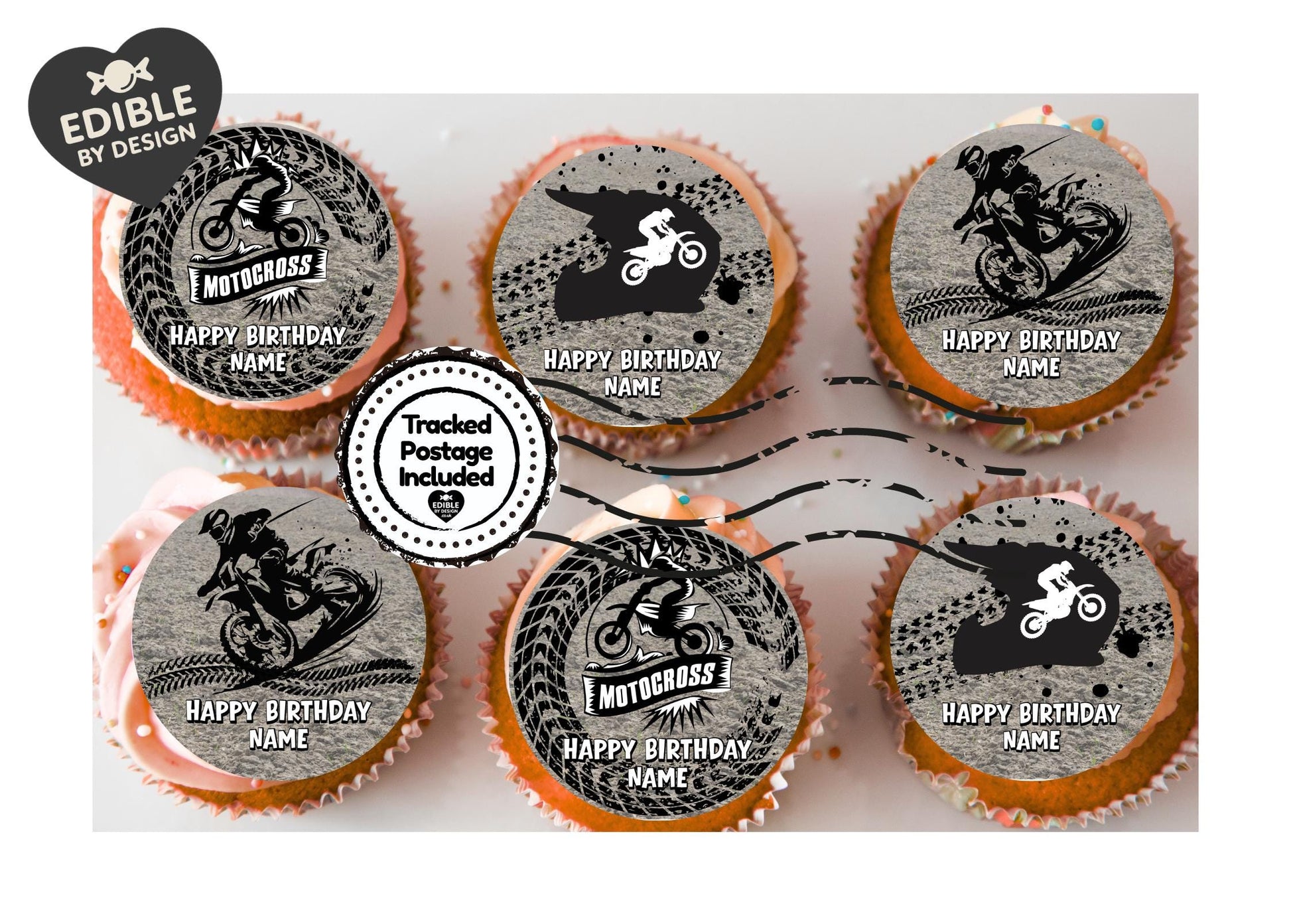 Dirt Bike Motocross Personalised Birthday Cake Toppers matching Invitations Stickers Balloon Party Pack