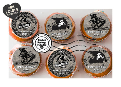 Dirt Bike Motocross Personalised Birthday Cake Toppers matching Invitations Stickers Balloon Party Pack