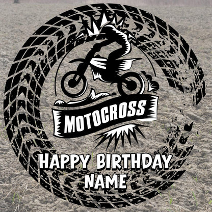 Dirt Bike Motocross Personalised Birthday Cake Toppers matching Invitations Stickers Balloon Party Pack