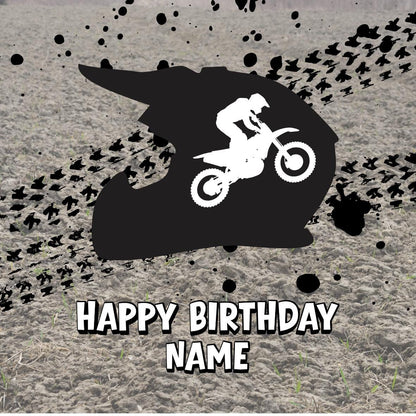 Dirt Bike Motocross Personalised Birthday Cake Toppers matching Invitations Stickers Balloon Party Pack