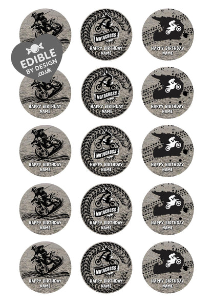 Dirt Bike Motocross Personalised Birthday Cake Toppers matching Invitations Stickers Balloon Party Pack