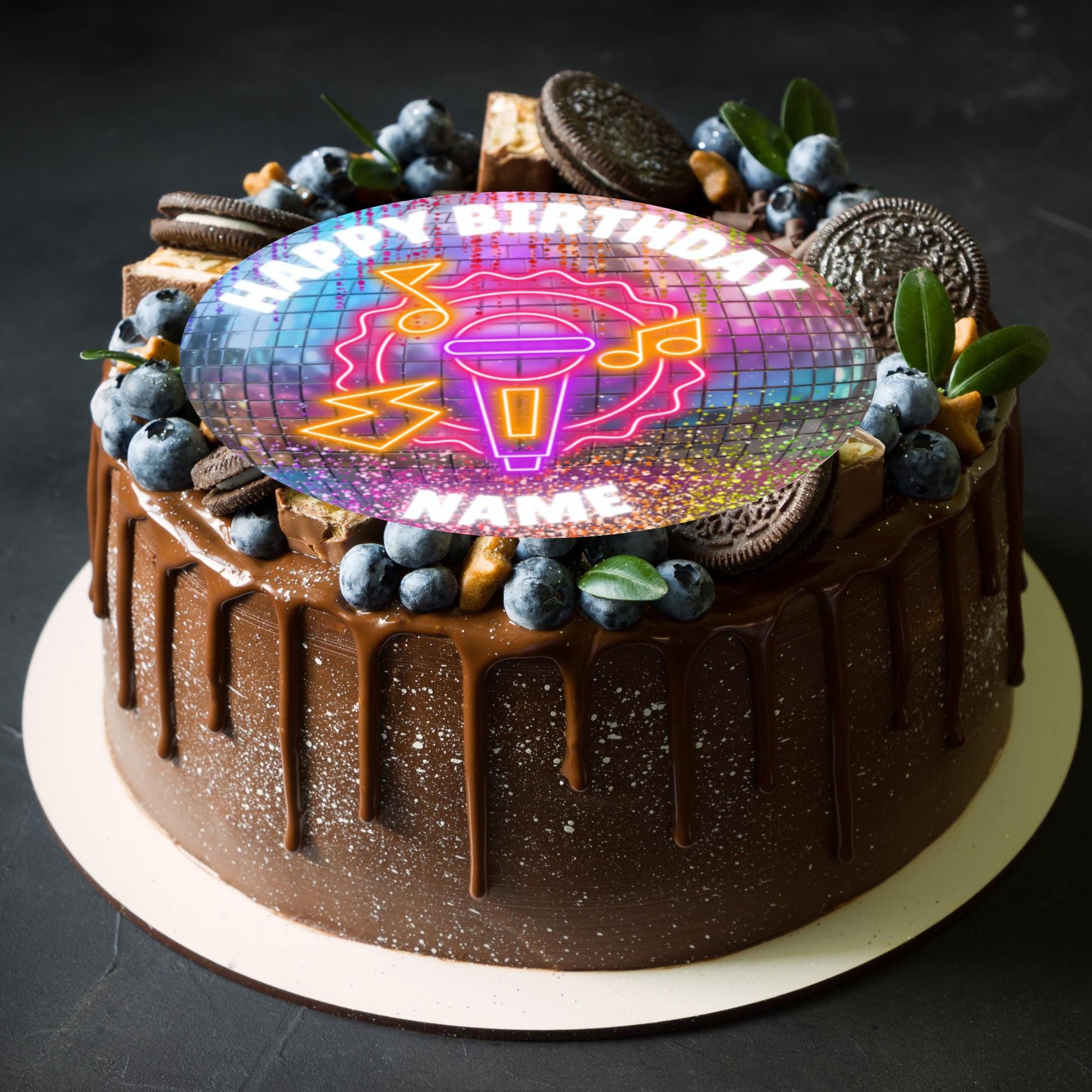 Disco Party Birthday Cake Toppers Edible Images on Icing or Wafer: Stickers Invites Balloon