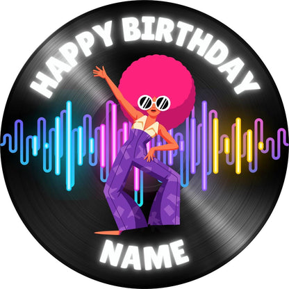 Disco Party Birthday Cake Toppers Edible Images on Icing or Wafer: Stickers Invites Balloon