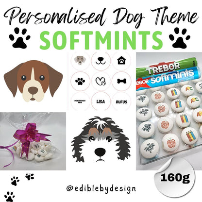 Dog Theme Trebor Softmints - personalised mints with your choice of dog breed, photo, image and text, Perfect gift for dog or puppy lovers