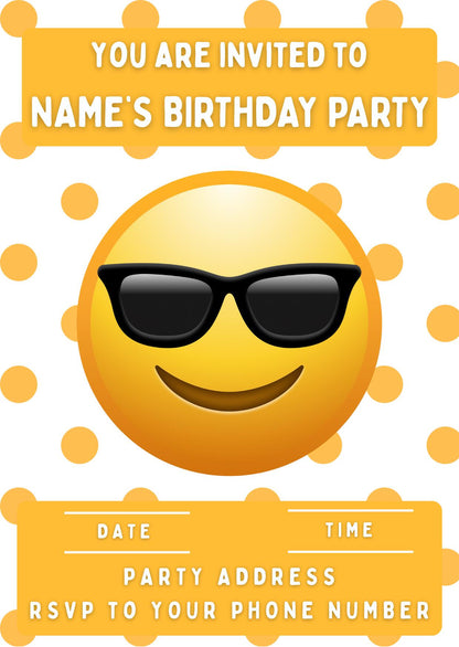 Emoji Theme Personalised Birthday Cake Toppers matching Invitations Stickers Foil Balloon Party Pack
