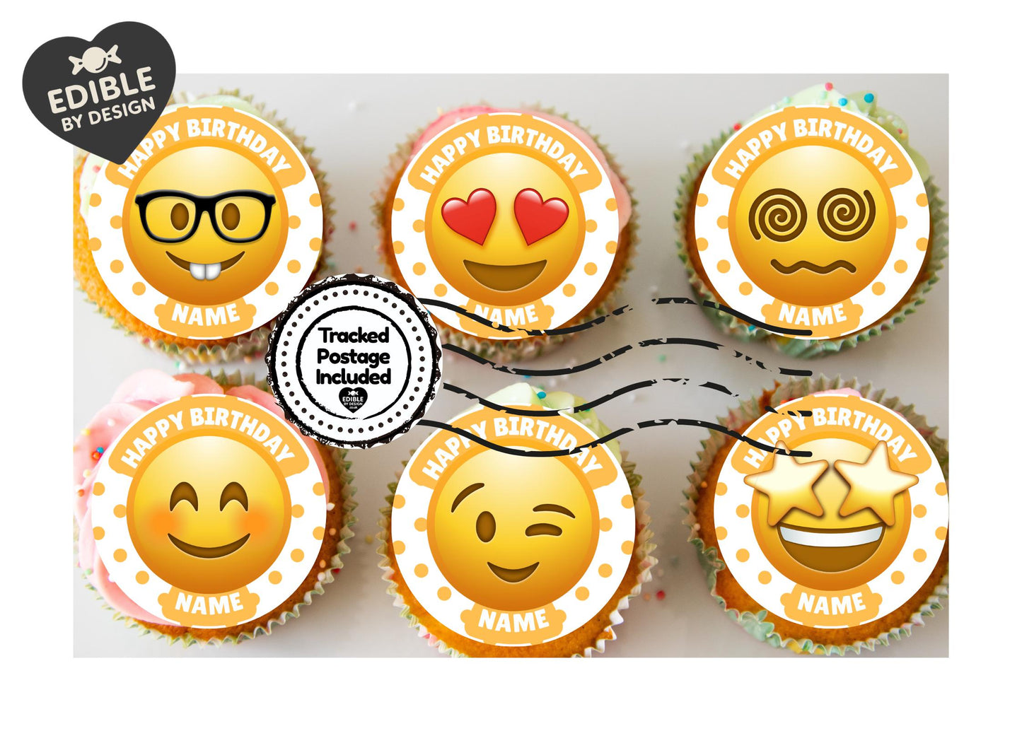 Emoji Theme Personalised Birthday Cake Toppers matching Invitations Stickers Foil Balloon Party Pack
