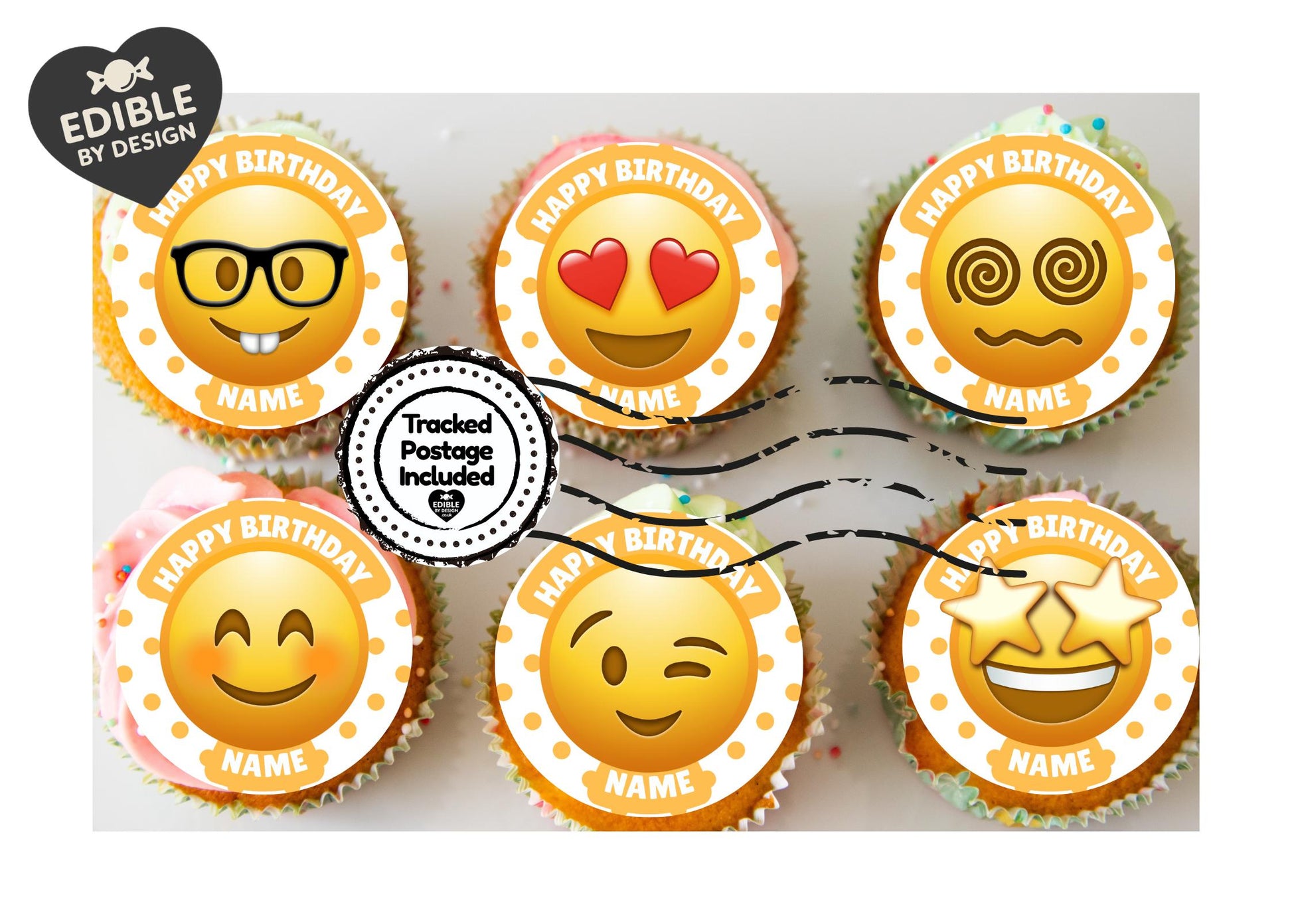 Emoji Theme Personalised Birthday Cake Toppers matching Invitations Stickers Foil Balloon Party Pack