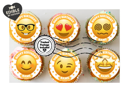 Emoji Theme Personalised Birthday Cake Toppers matching Invitations Stickers Foil Balloon Party Pack