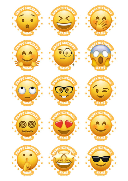 Emoji Theme Personalised Birthday Cake Toppers matching Invitations Stickers Foil Balloon Party Pack