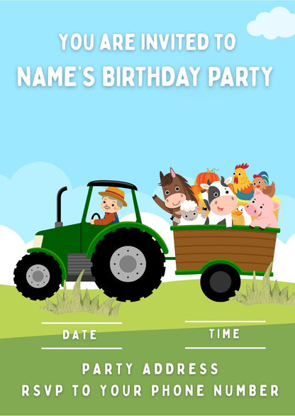 Farmyard Theme Birthday Cake Toppers Edible Circles matching Invitations Stickers Balloon Party Pack