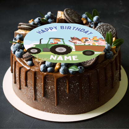 Farmyard Theme Birthday Cake Toppers Edible Circles matching Invitations Stickers Balloon Party Pack
