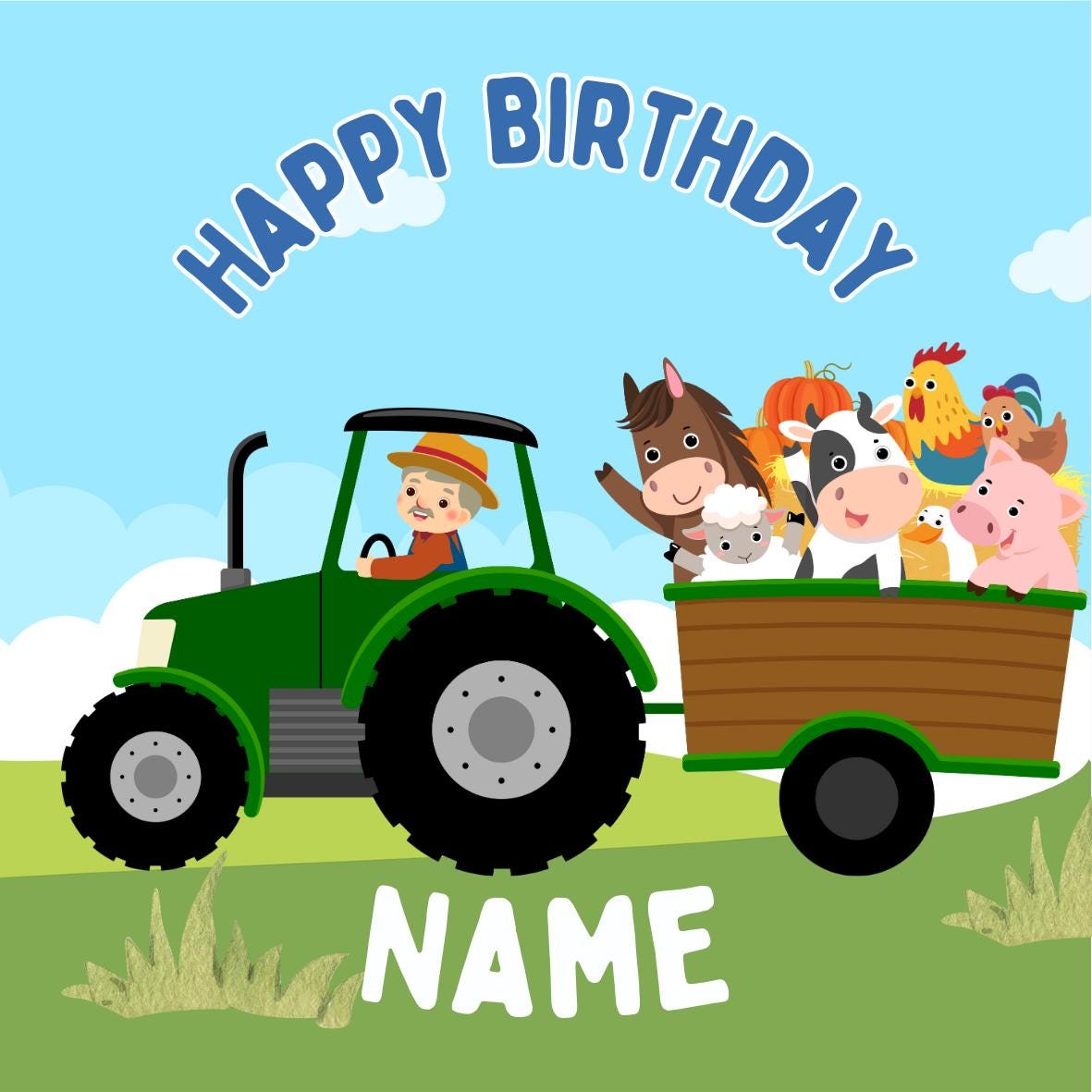 Farmyard Theme Birthday Cake Toppers Edible Circles matching Invitations Stickers Balloon Party Pack