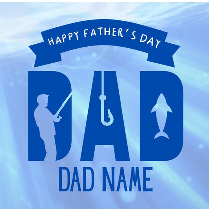 Fishing Theme Fathers Day Personalised Cake Toppers Edible Icing or Wafer, also Matching Foil Balloon