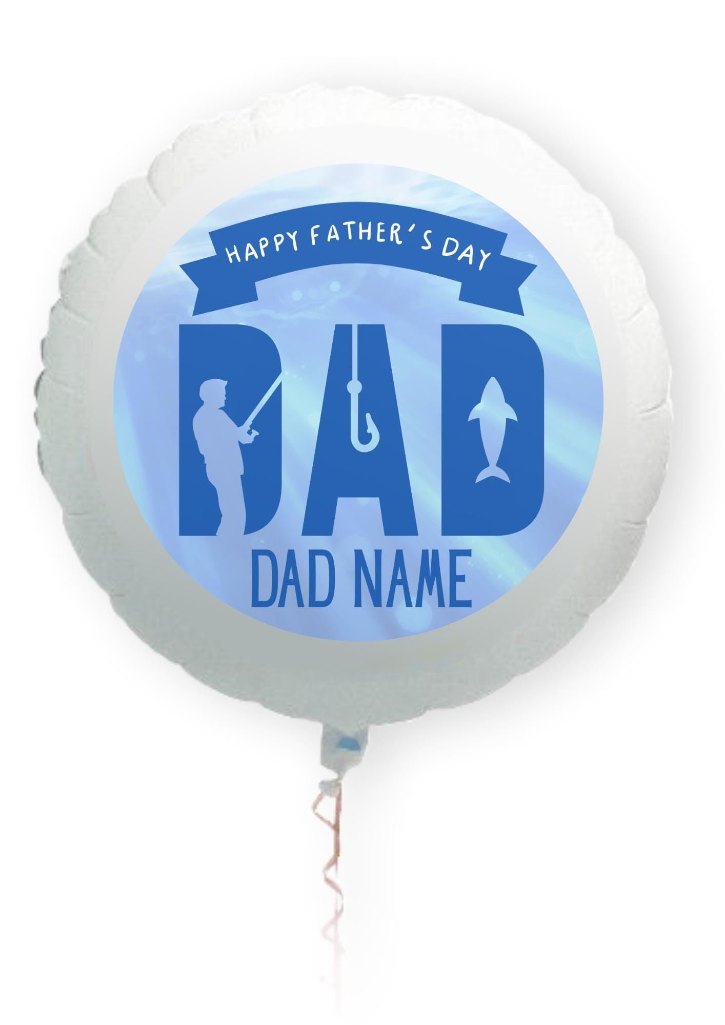 Fishing Theme Fathers Day Personalised Cake Toppers Edible Icing or Wafer, also Matching Foil Balloon