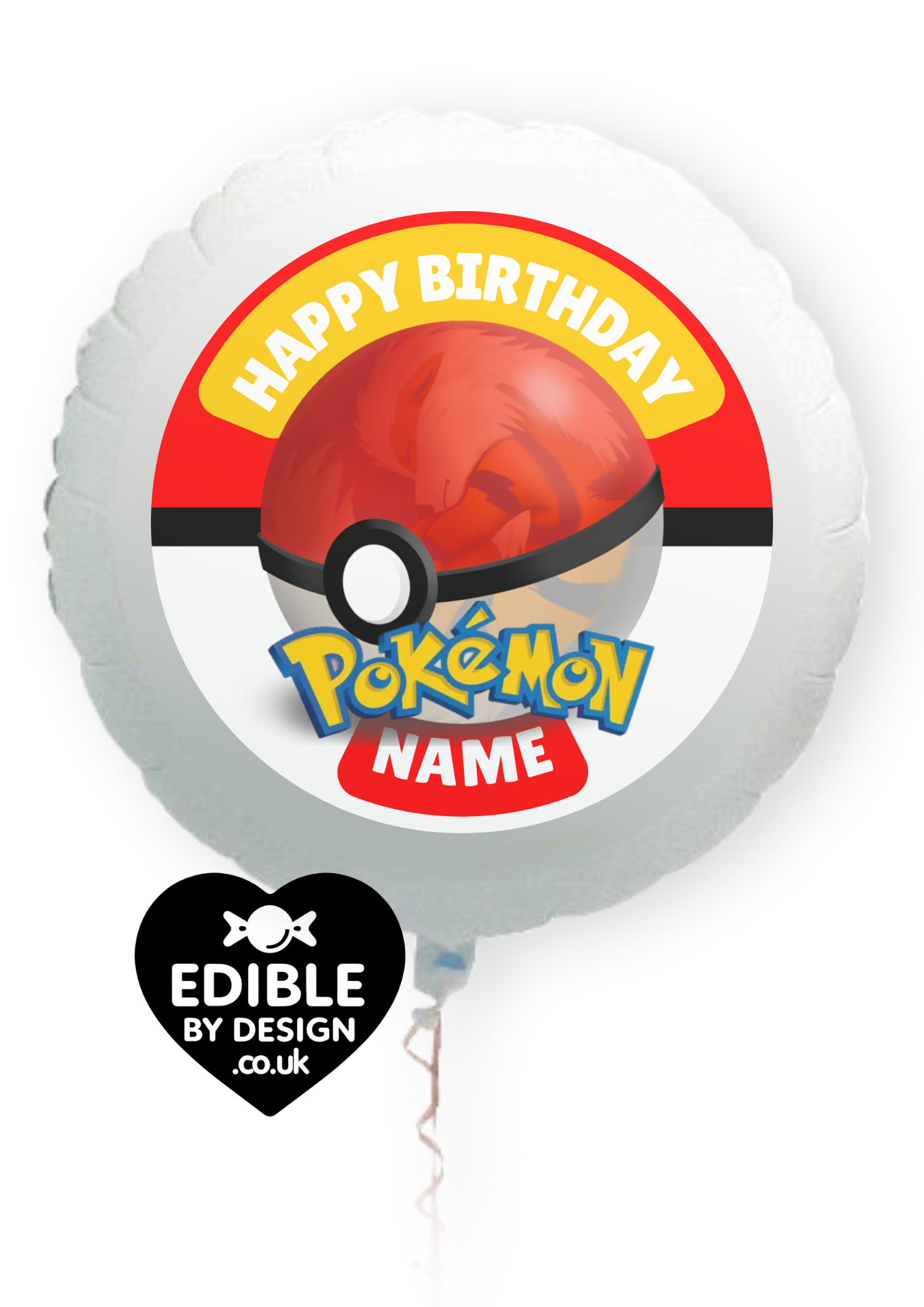 Pokémon Theme Birthday Cake Toppers Edible Circles Personalised Name and Age Matching Stickers Balloon Invitations Pack