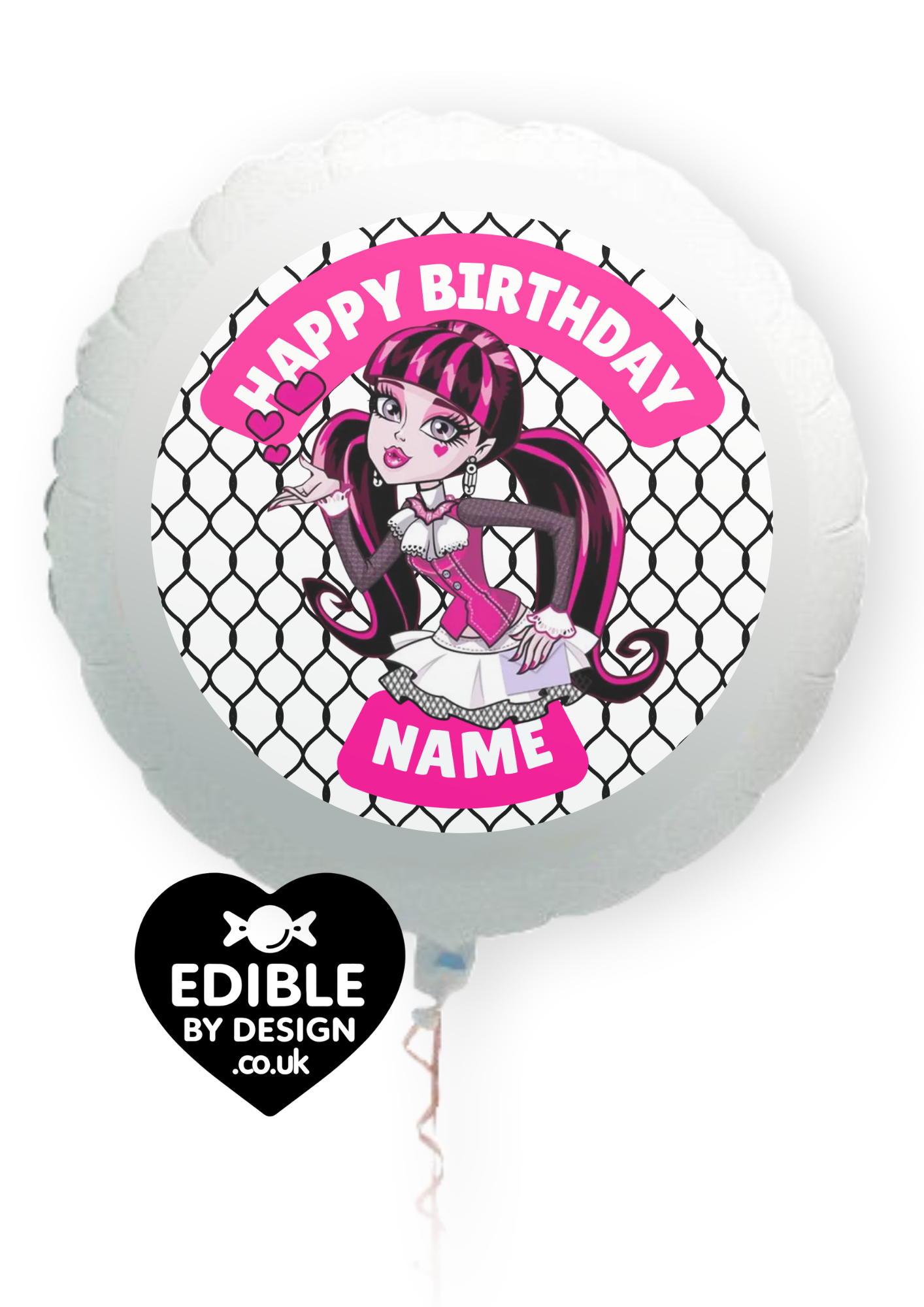 Monster High Theme Birthday Cake Toppers Edible Circles Personalised Name and Age Matching Stickers Balloon Invitations Pack