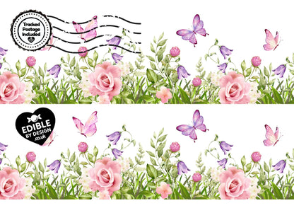 Floral & Botanical - Ribbon Border Edging for Cake in Icing