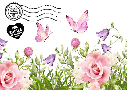 Floral & Botanical - Ribbon Border Edging for Cake in Icing