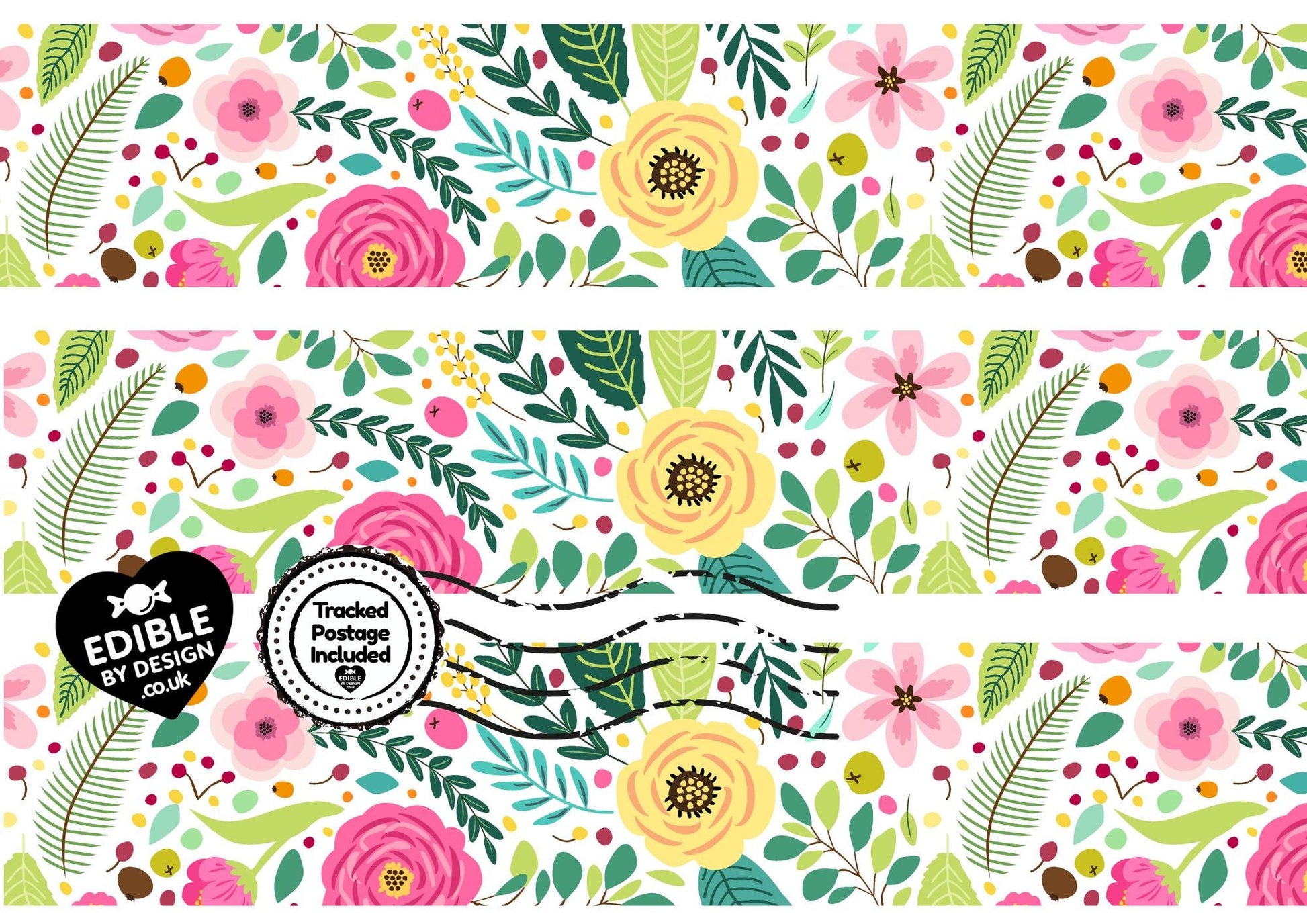 Floral & Botanical - Ribbon Border Edging for Cake in Icing