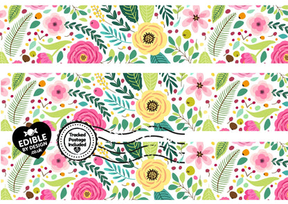 Floral & Botanical - Ribbon Border Edging for Cake in Icing