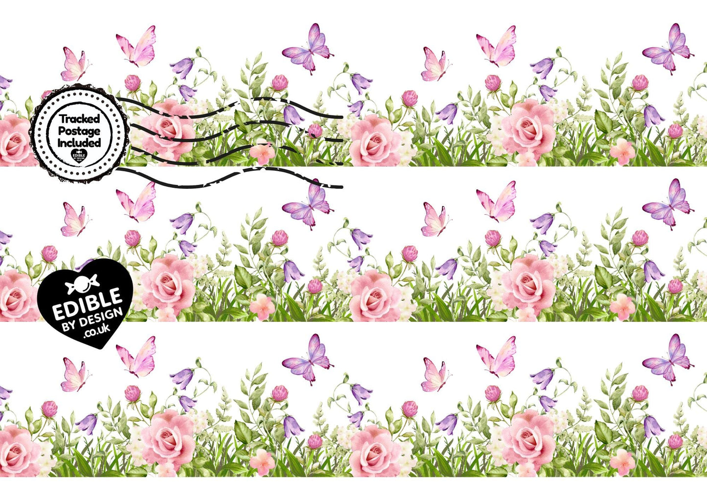 Floral & Botanical - Ribbon Border Edging for Cake in Icing