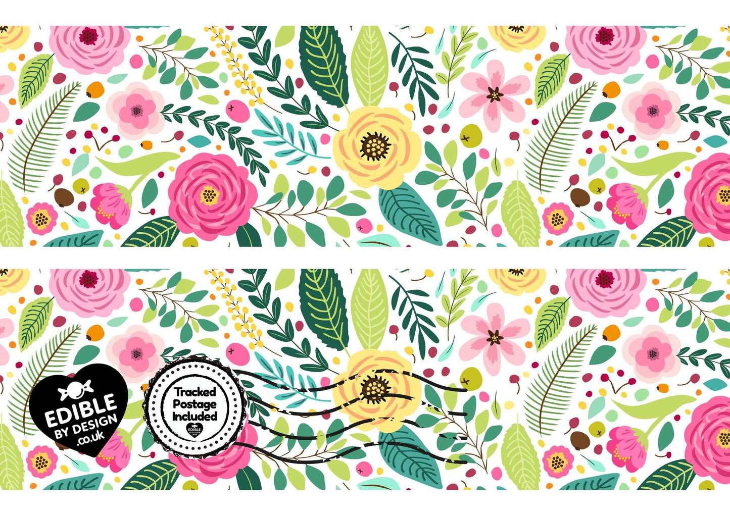 Floral & Botanical - Ribbon Border Edging for Cake in Icing