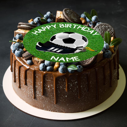 Football Theme Birthday Cake Toppers Personalised Name and Age Matching Stickers Balloon Invitations Pack