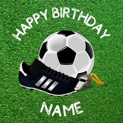 Football Theme Birthday Cake Toppers Personalised Name and Age Matching Stickers Balloon Invitations Pack