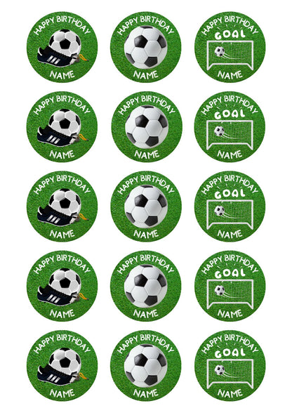 Football Theme Birthday Cake Toppers Personalised Name and Age Matching Stickers Balloon Invitations Pack