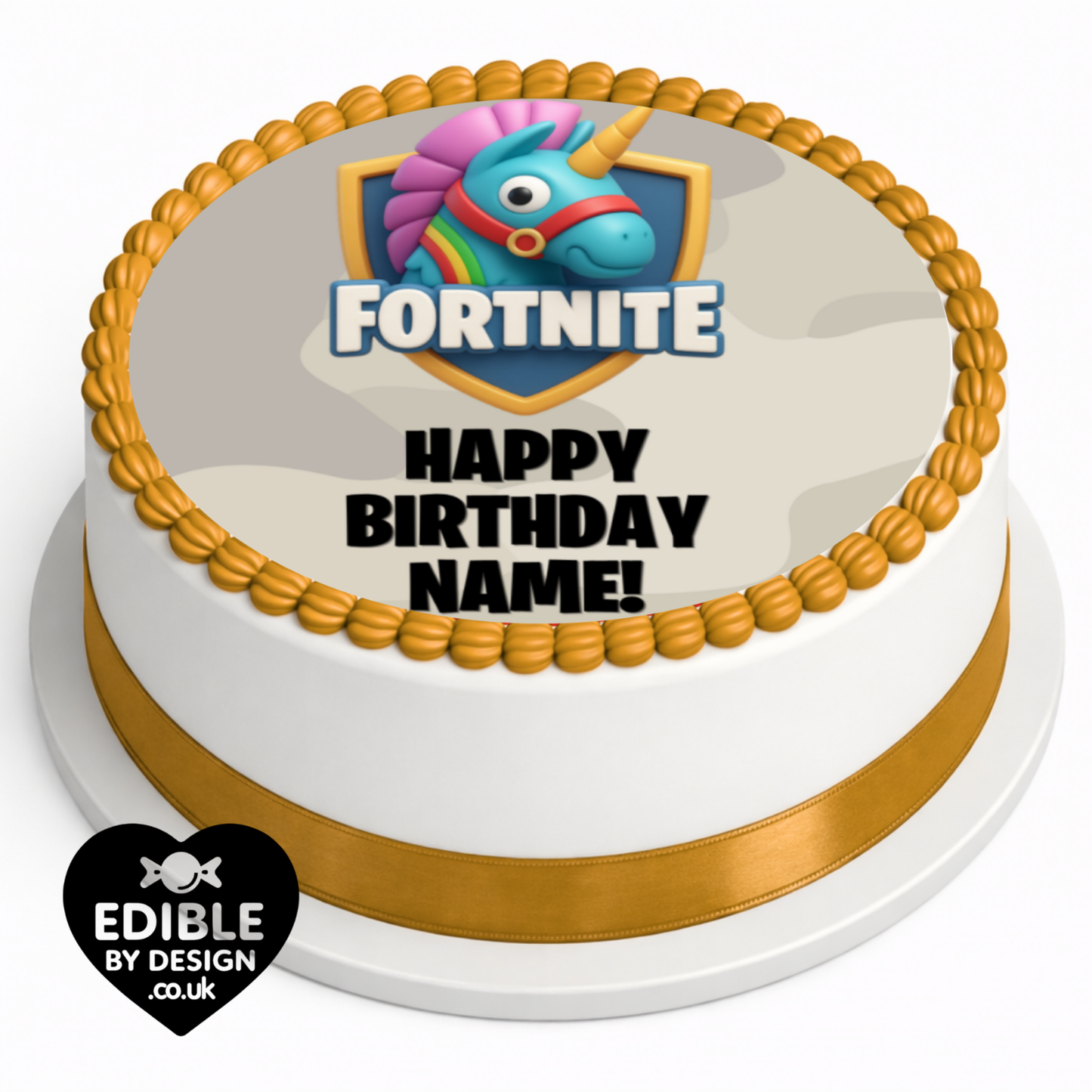 Fortnite Theme Birthday Cake Toppers Edible Circles Personalised Name and Age Matching Stickers Balloon Invitations Pack