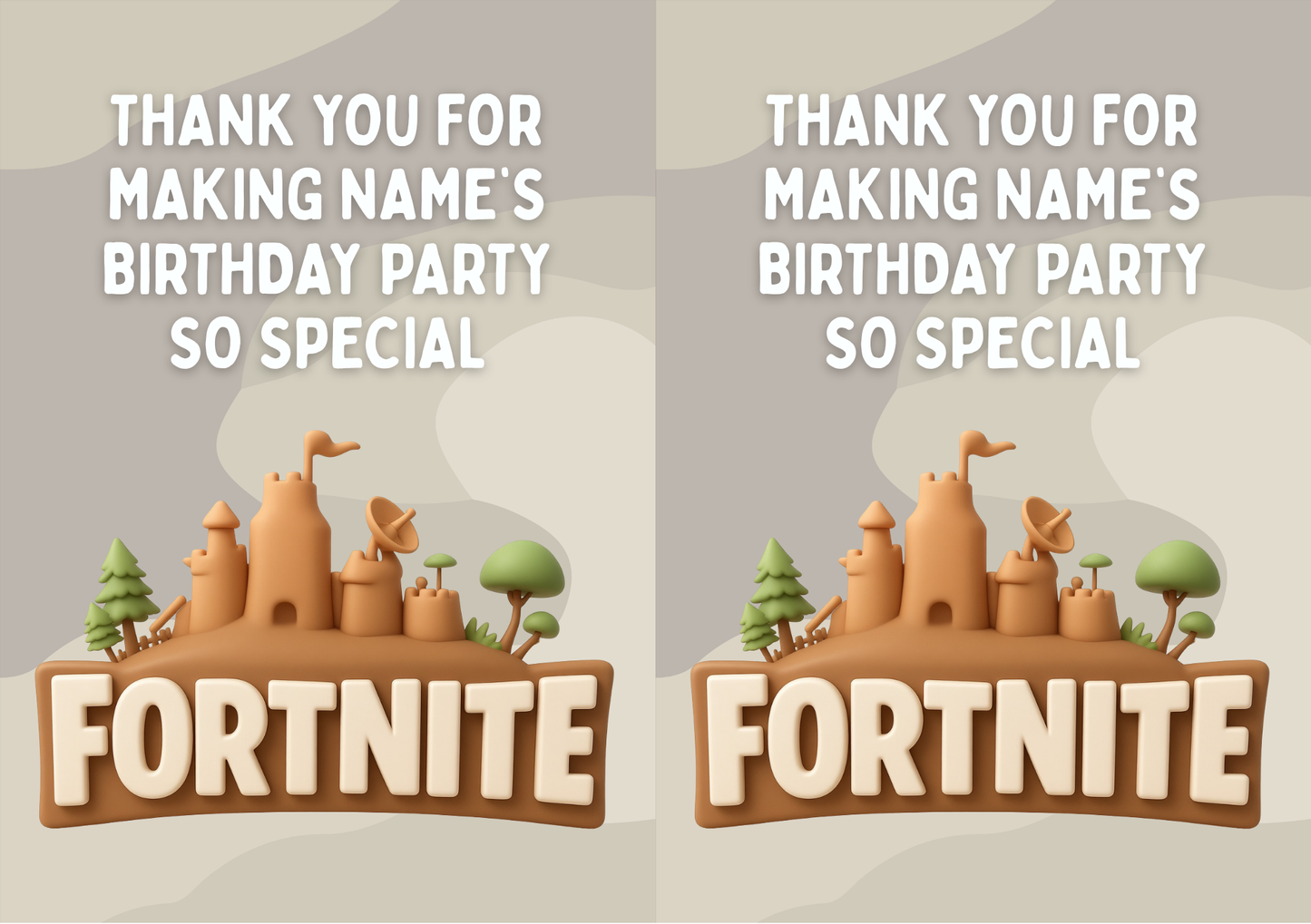Fortnite Theme Birthday Cake Toppers Edible Circles Personalised Name and Age Matching Stickers Balloon Invitations Pack