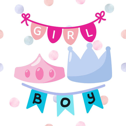 Gender Reveal Baby Shower Party Cake Toppers Pink or Blue Baby matching Stickers & Balloon available