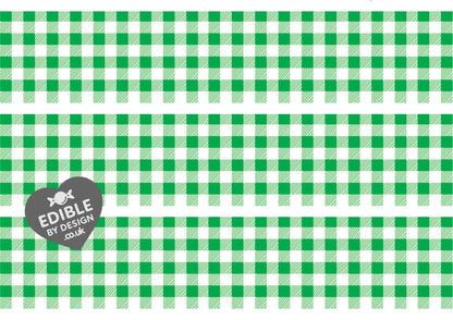 Gingham Check Print Ribbon Border Edging for Cake: Edible Decoration on Icing Sheet