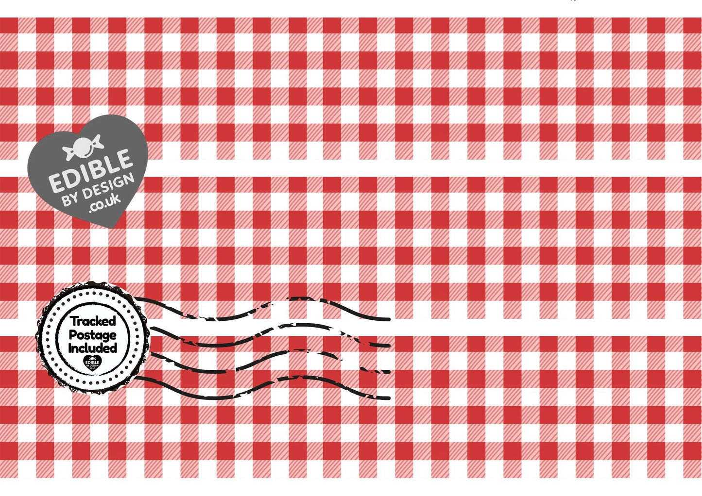 Gingham Check Print Ribbon Border Edging for Cake: Edible Decoration on Icing Sheet
