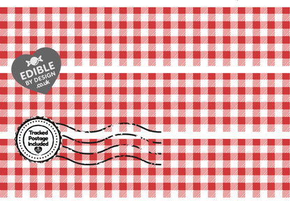 Gingham Check Print Ribbon Border Edging for Cake: Edible Decoration on Icing Sheet