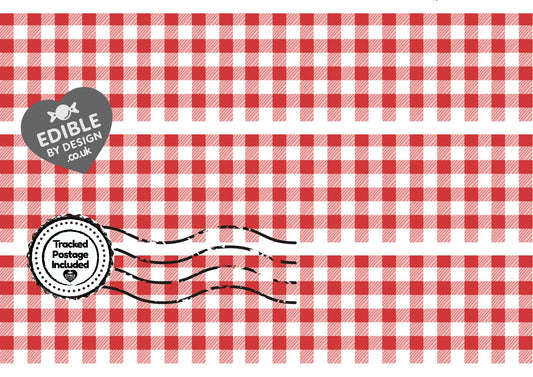 Gingham Check Print Ribbon Border Edging for Cake: Edible Decoration on Icing Sheet