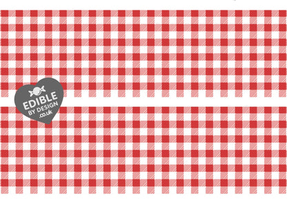 Gingham Check Print Ribbon Border Edging for Cake: Edible Decoration on Icing Sheet