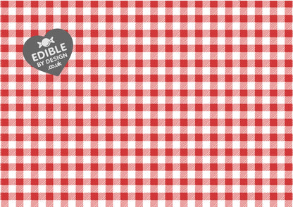 Gingham Check Print Ribbon Border Edging for Cake: Edible Decoration on Icing Sheet