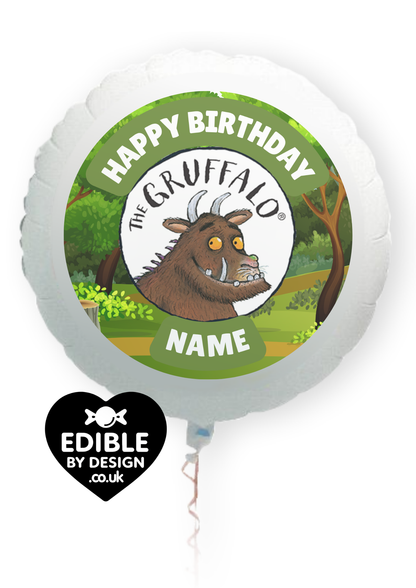 Gruffalo Theme Birthday Cake Toppers Edible Circles Personalised Name and Age Matching Stickers Balloon Invitations Pack