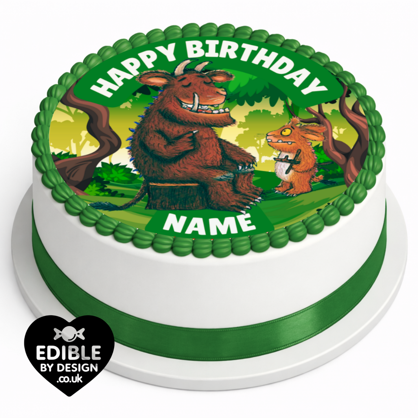 Gruffalo Theme Birthday Cake Toppers Edible Circles Personalised Name and Age Matching Stickers Balloon Invitations Pack