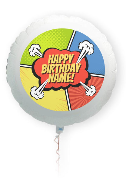 Happy Birthday Personalised Cake Toppers: Fun Retro Design Edible Image Circles on Icing or Wafer