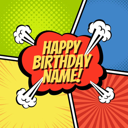 Happy Birthday Personalised Cake Toppers: Fun Retro Design Edible Image Circles on Icing or Wafer
