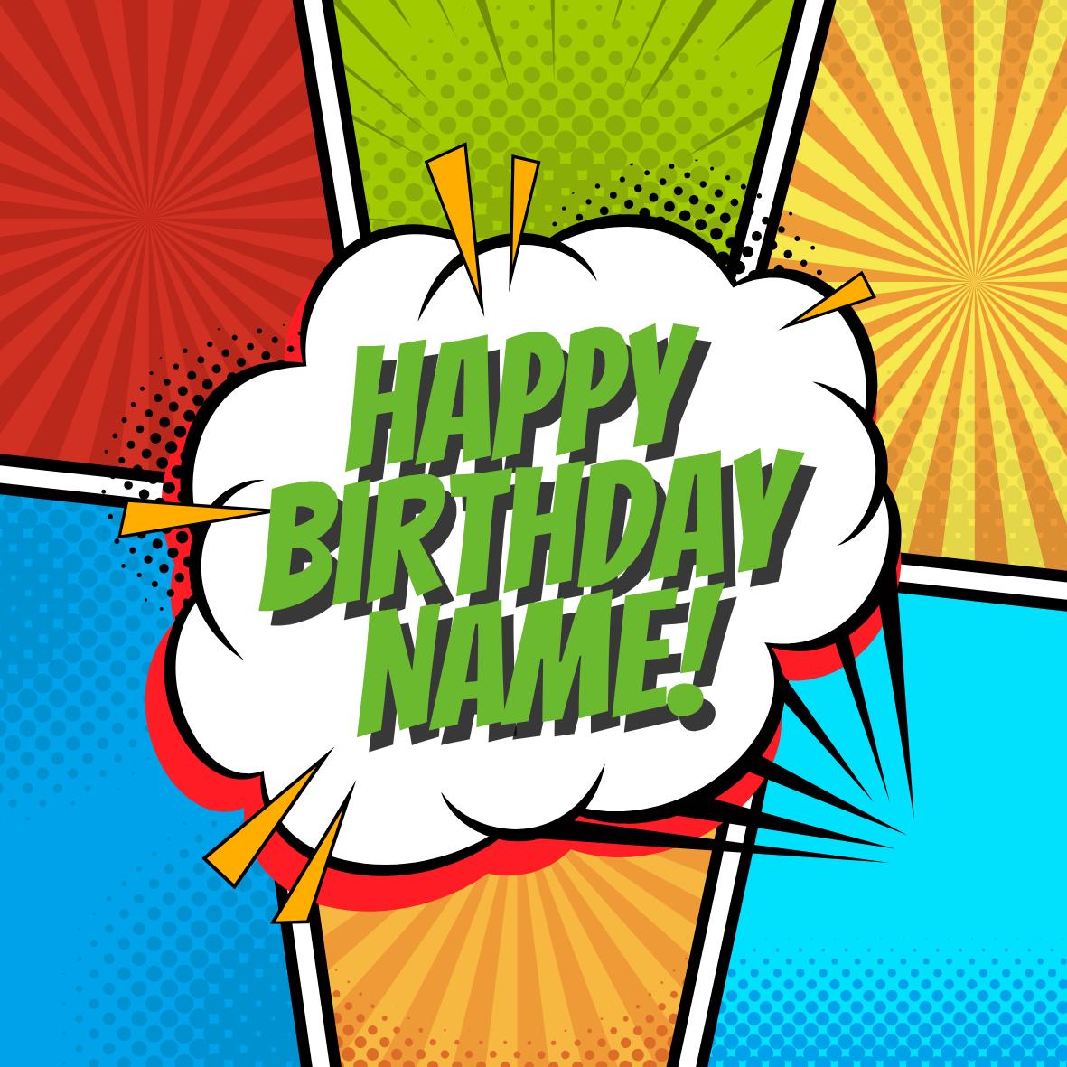 Happy Birthday Personalised Cake Toppers: Fun Retro Design Edible Image Circles on Icing or Wafer