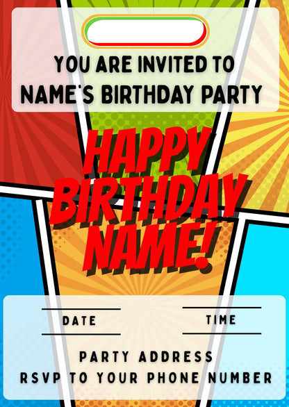 Happy Birthday Personalised Cake Toppers: Fun Retro Design Edible Image Circles on Icing or Wafer