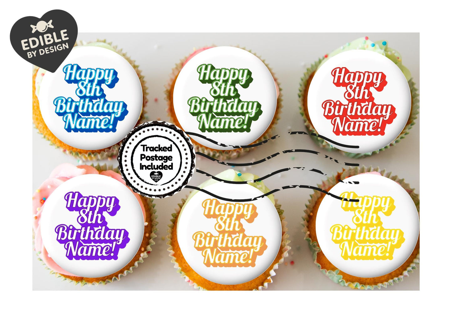 Happy Birthday Text Cake Toppers Edible Images on Icing or Wafer Stickers Balloon