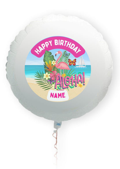 Hawaii Tropical Theme Birthday Cupcake Toppers Edible Circles matching Invitations Stickers Balloon Party Pack
